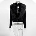 Fur collar Sweaster Cardigan Women's Buttons Long Sleeve Solid Slim Knitted Coat Female Autumn Winter Commuting Cardigan