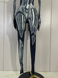 Sexy Sparkle Diamond Long Sleeves Printed Stretch Jumpsuit Eveing Birthday Party Luxury NightClub Stage Costume Festivals Outfit