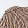 Vintage Notched Collar Blazer Women Single Button Long Sleeve Patch Pocket Check Coats Luxury Winter Fall Elegant Outerwear