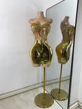 Sparkly Diamonds Top Mini Skirt Sets Gold Nightclub Performance Outfit Luxury Party Stage Celebrity Two Pieces Sets