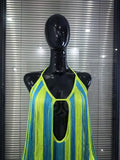 Colorful Women Sexy Halter Deep V-Neck Long Fringes Bodycon Mini Bandage Dress Nightclub Party Latin Bar Dancer Performance Wear