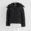 Women Short Hooded Quilted Jacket Oversized Zip Up Full Sleeve Padded Coat Winter Casual Street New Hot Chic Y2k Outerwear 2026