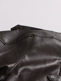 French Retro Pu Leather Jacket for Women Stand Collar Long Sleeve Patchwork Button Temperament Loose Coat Female