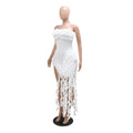 Women Summer Strapless Ruffles Tassel Dress Women Glamour Red 3D Flower Irregular Party Dress Celebrity Outfits Clubwear
