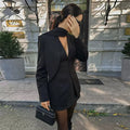 V Neck Fitted Waist Large Lapel Women Blazer Button Front Tailored Blazer With Detachable Neck Scarf Long Sleeve Casual Jackets