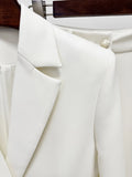 2026 Diamond Metal Ring Lace-Up Blazer+Horn Pants Suit Sets For Women Solid Slim Formal Female Pantsuit Conjunto Feminino