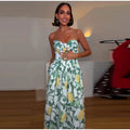 Print Women Dress Strapless Camisole Dress High Waisted Floral Dress Slimming Design Fashion Wear Daily Style