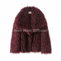 2026 Winter Lulicore Fashion Brown Faux Fur Coat Women Chic Autumn Warm Fluffy Sheep Fur Jacket Big Fur Collar Overcoat