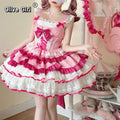 Olivegirl Lolita Dress Kawaii Sweet Bow Ruffled Slim Sleeveless Mini Princess Dresses Elegant Bow Flower Dresses Women Y2K JSK
