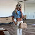 Elegant Women's Chiffon Cropped Shawl Shirts Loose Lapel Single Breasted Short Sleeve Blouses 2026 Spring Summer Lady Chic Top