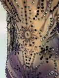 Sparkly Rhinestone Sexy Mesh Bodycon Jumpsuit Nightclub Bar Evening Party Gogo Dancer Clothing Drag Queen Outfit Stage Costume