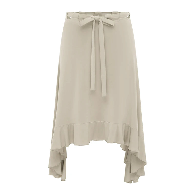 Fashion Irregular Lace Up Skirt Women's Solid Slim Sexy Commuter Casual Skirt 2026Summer New Female Party Vacation Skirt
