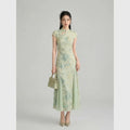 Olive Girl Dramatic Qipao for Ren Faire 2026 Garden Wedding Fairycore Photoshoot S-XXL XS-3XL Plus Size Dramatic Silhouette Romantic Editorial Not Costume Ren Faire Dress Qipao Cheongsam Chinese Dress Chinese Heritage Fashion Women
