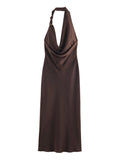 Elegant Satin Ribbons Halter Party Dress Women's Sexy Backless Off Shoulder Sleeveless Robes 2026 New Lady Evening Gowns