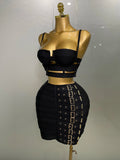 Women Sexy Bandage Tops Fashion Pencil Skirts Set Nightclub Party Celebrate Women's Set