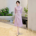 Red New Chinese Qipao Mid Sleeve Improved Retro Dress for Young Women Spring and Autumn Qipao Dress