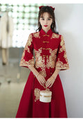 Summer Plus Size Red Toast Dress Bride Cheongsam Dress Chinese Style Wedding Engagement Toast Qipao Dress for Women