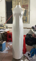 Elegant Solid Ribbon Women Halter Dress Off Shoulder Pearl Chain Backless Slim Female Maxi Dresses Wedding Gowns Chic Lady Robe