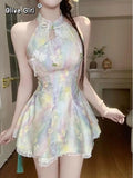 Olive Girl Romantic Qipao for Ren Faire 2026 Garden Wedding Fairycore Photoshoot Everyday Wear S-XXXL XS-3XL Plus Size Romantic Cottagecore Garden Party Editorial Not Costume Qipao Cheongsam Chinese Dress Chinese Heritage Fashion Women