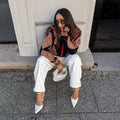 Women Color Block Argyle Knitted Cardigan Lapel Collar Zip Loose Long Sleeve Sweater 2026 Fashion Autumn Retro Casual Outerwear