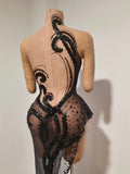 Sparkly Diamond Sexy Black Mesh Asymmetric Bodycon Mini Dress Women Nightclub Bar Party Show Gogo Dancer Clothing Stage Costume