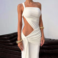 Solid Spliced Lace Up Slimming Dresses for Women Strapless Sleeveless High Waist Temperament Dress Female