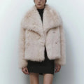 2026 Winter New Fashion Gradient Fluffy Fur Coat Women High Street Luxury Big Fur Collar Faux Fox Fur Jacket Female Overcoats