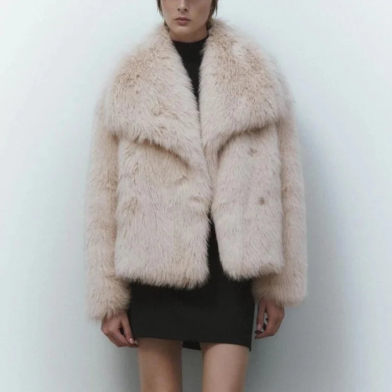 2026 Winter New Fashion Gradient Fluffy Fur Coat Women High Street Luxury Big Fur Collar Faux Fox Fur Jacket Female Overcoats