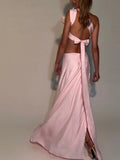 Sequin Flowers 2Piece Set Women Sexy Beach Vacation y2k Chic Skew Collar Tank Tops+Bandage Maxi Split Skirts Clubwear