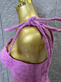 High Quality Women Sexy Strap Purple Cotton Bodycon Mini Dress Diamond Chain Fashion Celebrate Cute Birthday Dress