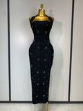 Women Sexy Halter Backless Shiny Rhinestone Pearl Bodycon Bandage Dress Celebirty Elegant Evening Party Luxury Birthday Dress