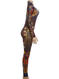 See Through Jumpsuit Women Sexy Hottie o-Neck Zip Club Vacation Midnight Stretch Full Sleeve Skinny Stretch Overall