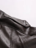 French Retro Pu Leather Jacket for Women Stand Collar Long Sleeve Patchwork Button Temperament Loose Coat Female