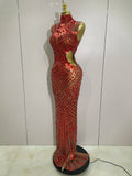 Luxury Shiny Mirror Rhinestones Hollowed-out Long Dress 2026Women Celebrity Evening Party Catwalk Prom Stage Photo Shoot Dresses
