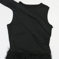Women Black Feathers Fur Patchwork Bodycon Long Dress Sexy Irregular Flying Sleeveless Elegant Birthday Evening Party Gown
