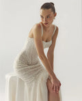 Customized White Mermaid Wedding Dresses Elegant Square Collar Sleeveless Bridal Gowns Zip Back Court Train Wedding Gowns