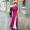 Autmn Winter New Vietnam Aodai Traditional Chinese Improved Qipao Women Embroidery Cheongsam Dress Banquet Evening Dress