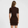 Sexy Slim Ruched Dress Women Cross-Ruched Short-Sleeve Solid Bodycon Dress 2026 Summer New Party Club Fashion Short Dress