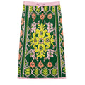 Bow Tie Neck Women Floral Print Set Long Puff Sleeve Cuff Trim Loose Blouse Vibrant Ethnic Midi Skirt Straight Hem Street Daily