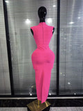 Women Sexy Sleeveless O-Neck Bodycon Long Bandage Dress Elegant Evening Party Cocktail Fashion Homecoming Outfit