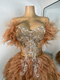Sparkly Sequins Birthday Outfit Women Sexy Top Skirt Two Pieces Sets Celebrity Performance Show Wear Nightclub Bar Dress