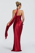 Elegant Satin Corset Long Dresses Luxury Women's Halter Backless Maxi Dress Evening Wedding Guest Party Prom Gown Brown Red 2026