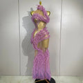 2026 Sparkly Rhinestone Ruffled Mesh See-Through Long Dress Women Birthday Eveing Party Sexy Photo Shoot Nightclub Stage Costume