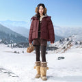 Casual Hooded Puffer Jacket Women Plaid Lining Drawstring Collar Quilted Warm Padded Elastic Cuff Coat Winter Oute Street Wear