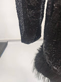 Solid Spliced Sequines Slimming Dresses for Women O Neck Long Sleeve Temperament Dress Female Fashion New