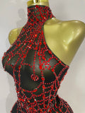 Sparkly Diamond Sexy Mesh Stretch Bodysuits Women Evening Nightclub Bar Party Show Gogo Dancer Clothing Stage Costume