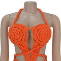 New Women's Hemp Rope Maxi Dress Sexy Criss Cross Cut-Out Halter Neck Backless High Slit Party Dresses Birthday Outfits