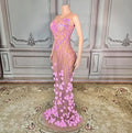 Tie Sleeveless Floral Backless Evening Gown Luxurious Mermaid Dress
