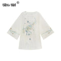 Olive Girl Red Embroidered Embroidered Top for Garden Wedding 2026 Fairycore Photoshoot Everyday Wear S-XL XS-3XL Plus Size Embroidered Romantic Garden Party Editorial Not Costume Embroidered Top Chinese Top Blouse Chinese Heritage Fashion Women