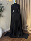 Burgundy High Neck Mesh Cape Sleeve Mermaid Gown Ruched Bodycon Long Dress Wedding Birthday Party Evening Party Dresses